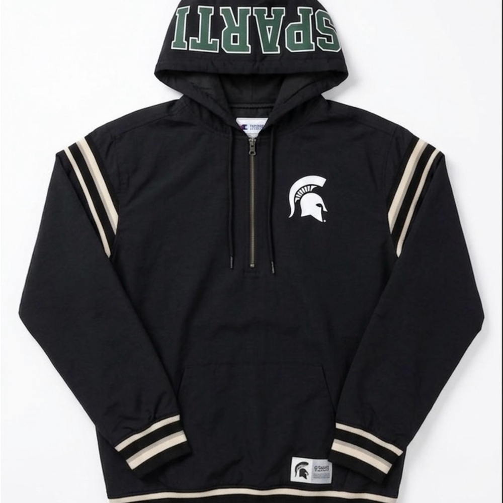 VICTORIA’S SECRET- MSU Black Spartan Logo Pullover Rain Hoodie Small